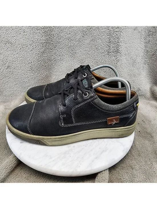 Keen Shoes Mens Size 8 Glenhaven Black Leather Lace Up Sneaker *Read*