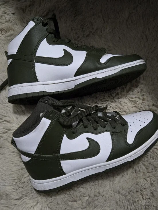 Nike Men's High-Top Sneakers in White and Olive