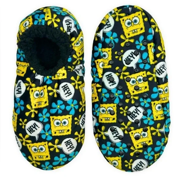 SpongeBob SquarePants Men's Fuzzy Babba Slipper Socks, 1-Pack