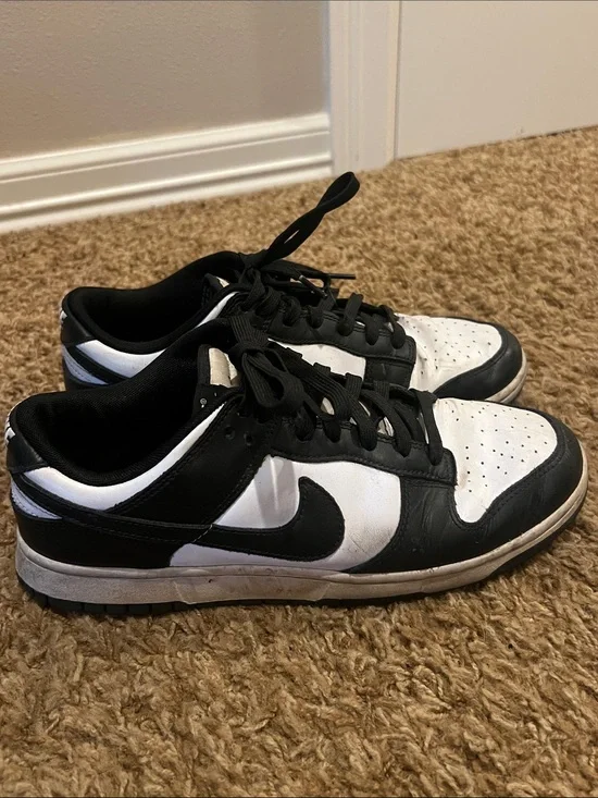 Nike “Panda” Men’s Black & White Low Dunk Sneakers — Classic Swoosh Design