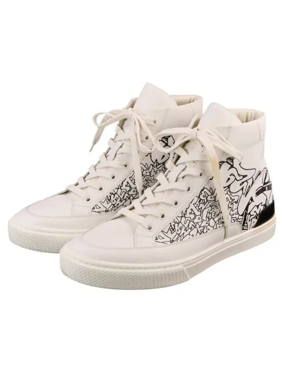 Hermes District Leather High Cut Sneakers White