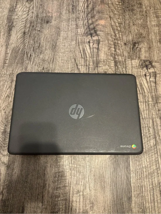 HP Chromebook Laptop in Black with Chrome Logo