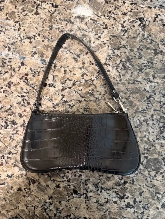 JW PEI Black Croc Shoulder Bag