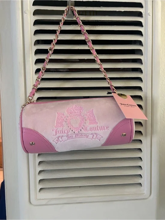 Juicy Couture Light Pink Barrel Mini Shoulder Bag with Rose Trim