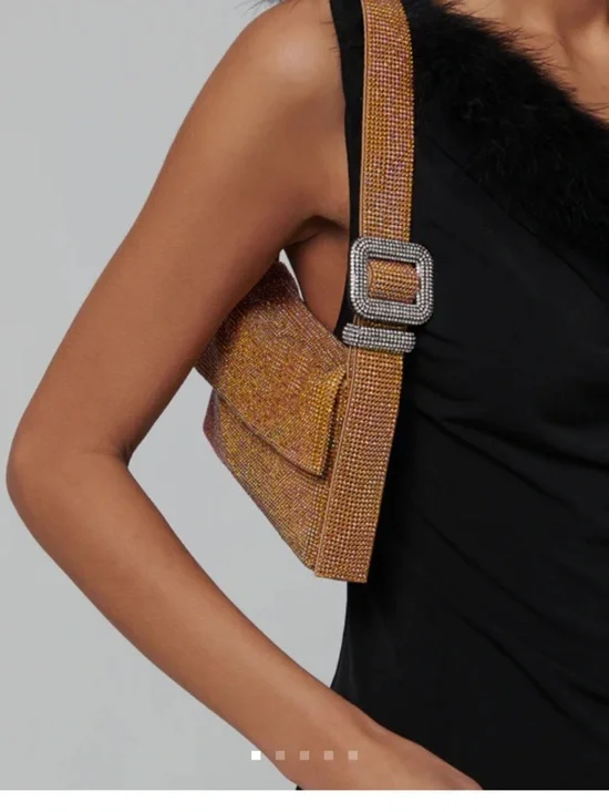 Benedetta Bruzziches Gold Crystal-Embellished Shoulder Bag NEVER USED