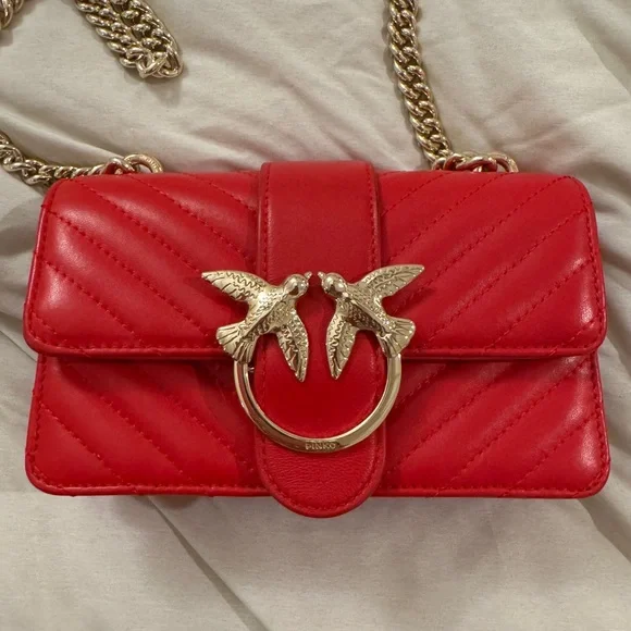Red PINKO Quilted Leather Bag