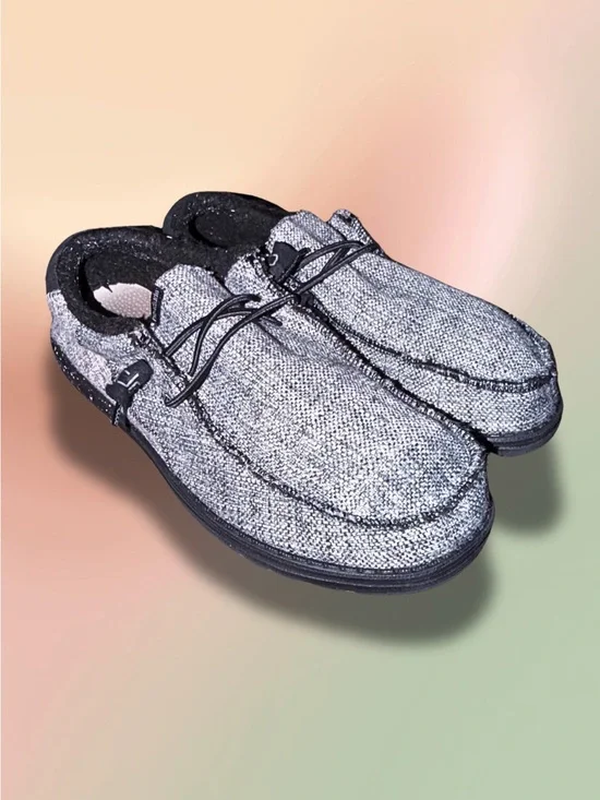 Hey Dude Wally Stitch Stormcloud Men’s 11 Gray Black Lightweight Loafers