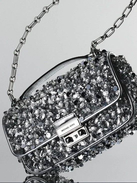 New! Michael Kors Limited Edition Tribeca Small Hand Sequin Shoulder Bag🩶 NWT!