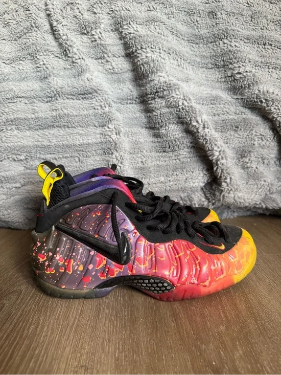 Nike Men’s Gradient Foamposite Sneakers in Black, Purple, Red, Yellow