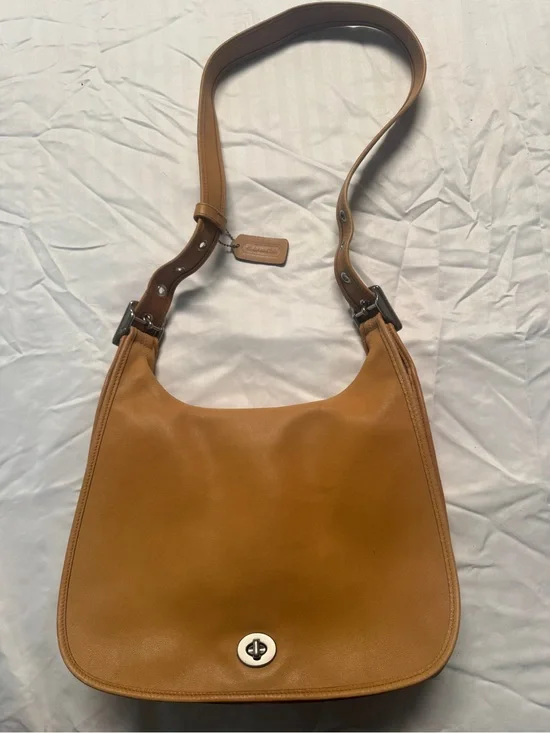 Coach Caramel Leather Shoulder Bag with Turnlock
