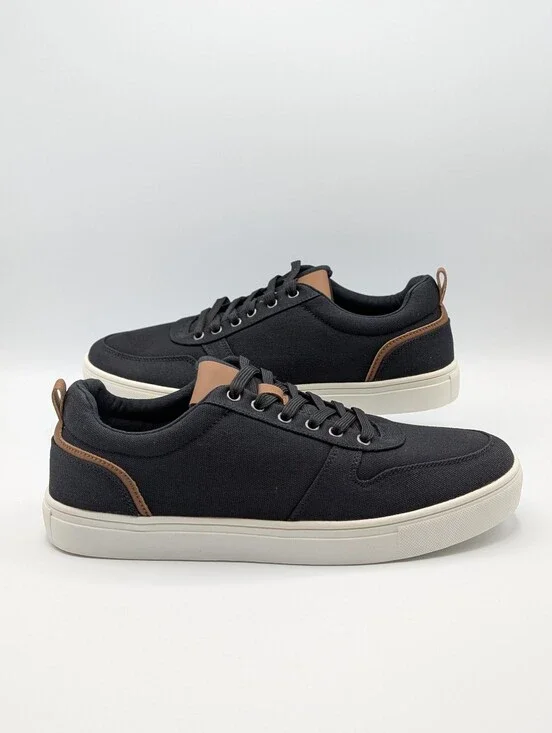 XRay Sneakers Men's 11 Black Canvas Low-Top  Brown Accents Lace-Up Monty Shoes