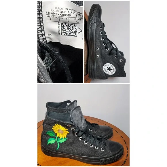 Converse Chuck Taylor All Star Sunflower Black High Top 163038C 9W 7M