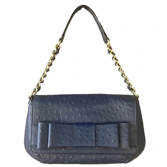 Kate Spade Joeleen Oschrich Leather Shoulder Bag French Blue New no Tags