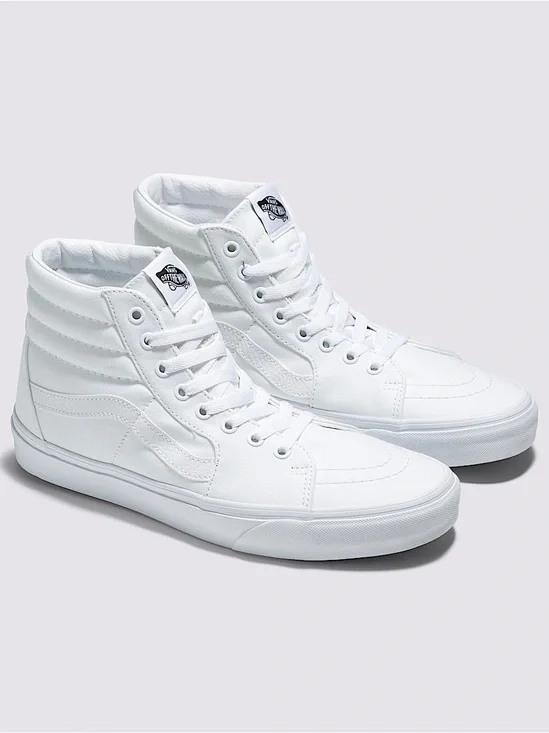 Vans White Sk8-Hi Wide Shoe. Men’s size 7. Women’s size 8.5.