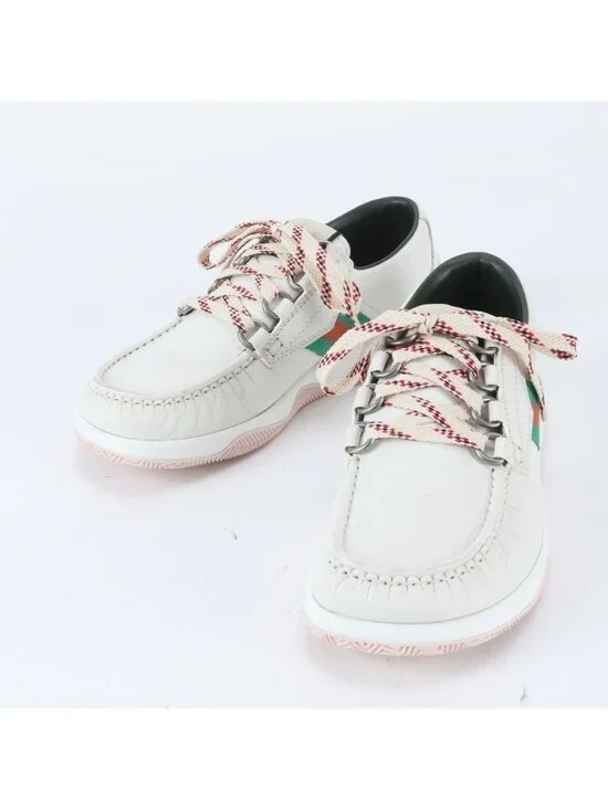 Gucci Agrado Web Stripe Leather Sneakers Low-Cut Lace Up Shoes 7