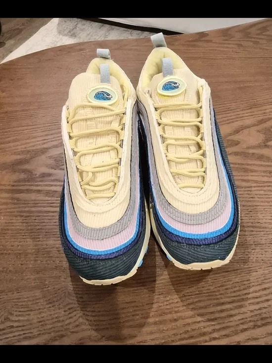 Never Worn Mens Sz 8.5 Multicolor Layered Corduroy Sneakers - Yellow & Blue