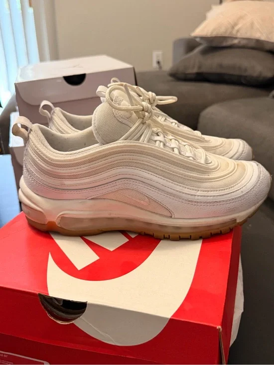 Nike Air Max 97 Low-Top Sneakers in Cream with Gum Sole