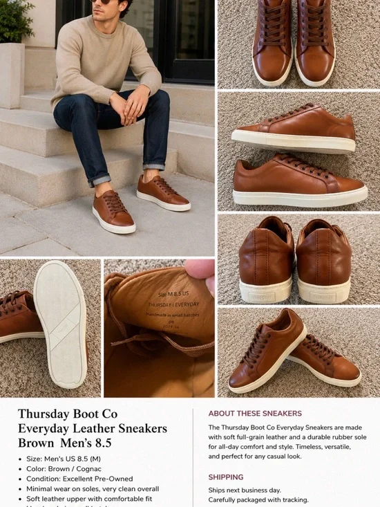 Thursday Boot Company Brown Leather Everyday Sneakers