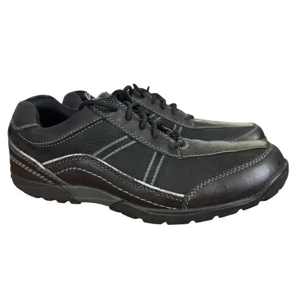 Rockport Mens Black Lace Up Sneakers Leather Comfort Shoes Dery sz 8.5