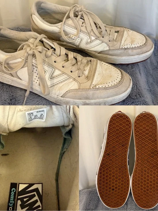 Vans Lowland CC ComfyCush White Cream Leather Retro Sneakers Men 10 / Women 11.5