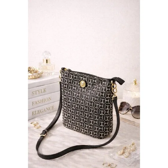 Tommy Hilfiger Monogram Canvas Crossbody Bag: Classic Preppy Shoulder Purse