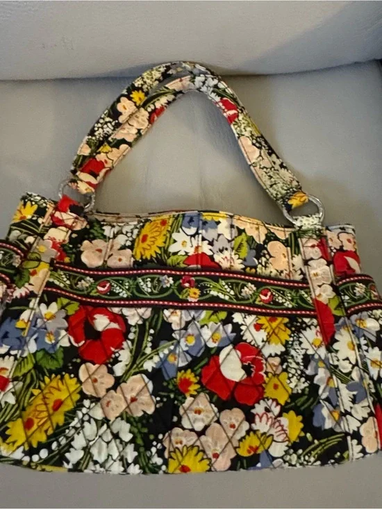 Vera Bradley Black Multi Floral Quilted Shoulder Bag
