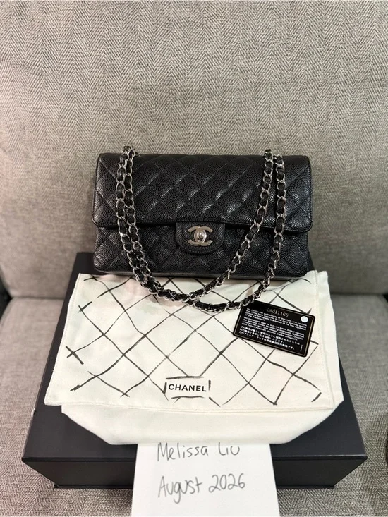 CHANEL Black Medium Double Flap with SHW