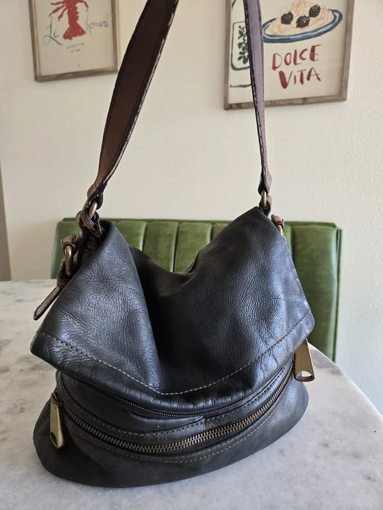 Fossil 100% Leather Shoulder Bag | Gold & Black