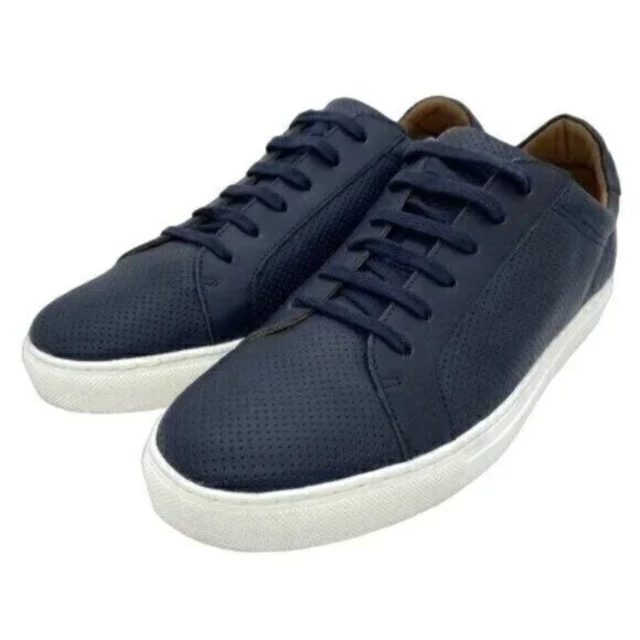 Bloomingdale’s Low Top Leather Sneakers Dark Navy Trainers Men's Size 10