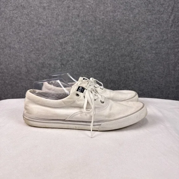 Sperry Mens Striper II CVO Sneakers Size 12 White Canvas Lace Up Casual Shoes