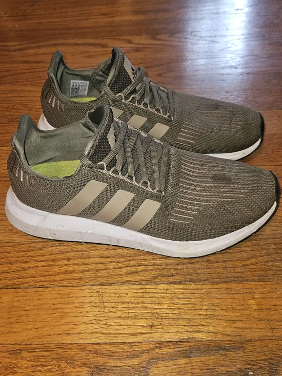 adidas Olive Green Knit Sneakers with White Midsole