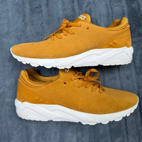 Asics Gel-Kayano Trainer Evo Mustard Yellow Suede H6N2L Mens 9.5 Sneakers