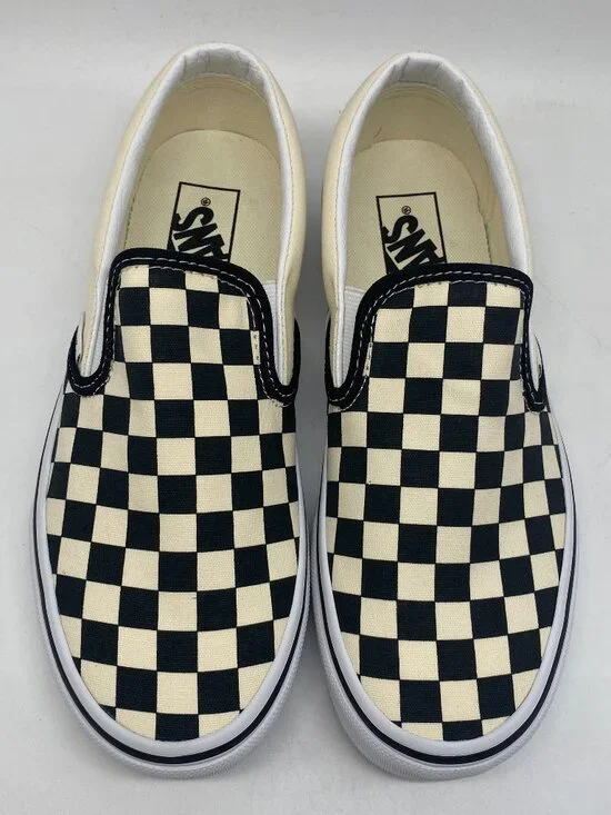 VANS CLASSIC SLIP-ON BLACK/WHITE CHECKERBOARD US MEN SIZE 5.5