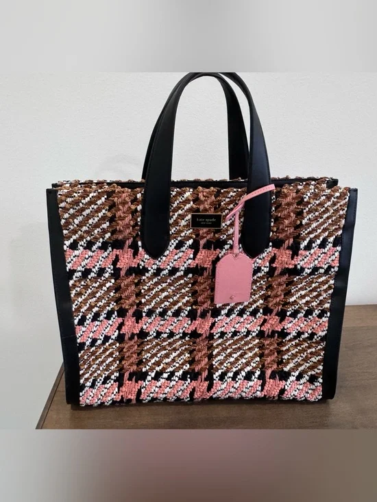 kate spade Pink & Brown Woven Tote Bag