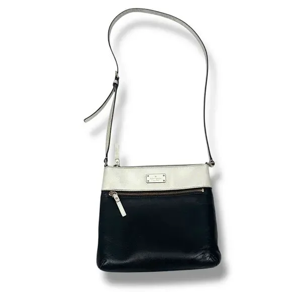 Kate Spade New York Crossbody Bag Women's‎ Leather Black Off-White Leather Purse