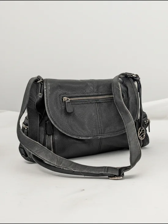 Style & Co. Dark grey Leather Shoulder Crossbody Bag