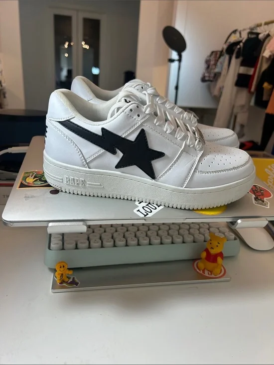 Bape White Sneakers with Black Star Bolt size 7 men