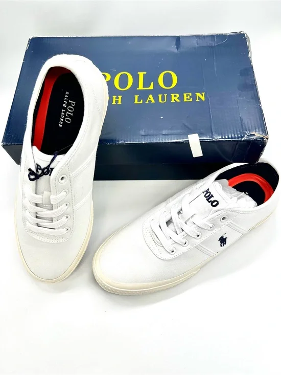 Polo Ralph Lauren Tyrian pure white Canvas shoe 10D new in box