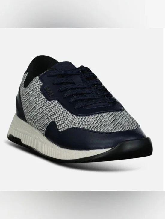 Hugo Boss Navy and Light Gray Mesh Lace-Up Sneaker