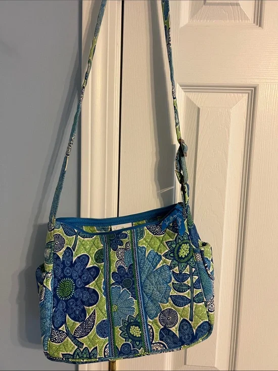 Vera Bradley Blue and Green Floral Quilted Shoulder Bag