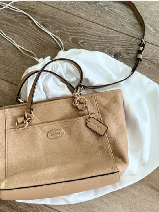 Coach Pebbled Leather Satchel in Tan