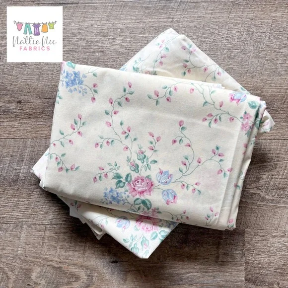 Vintage Full (double) Sheet Set, JcPenneys, Brand‎ New cream with pink floral