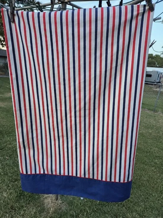 Vintage Martex Presslin 303 Red White & Blue Patriotic Stripe Pillowcase 42x36