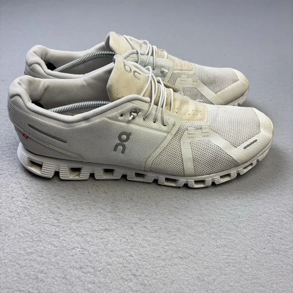 On Cloud Shoes Mens Size 14 White Cushioned Mesh Running Sneakers CloudTec