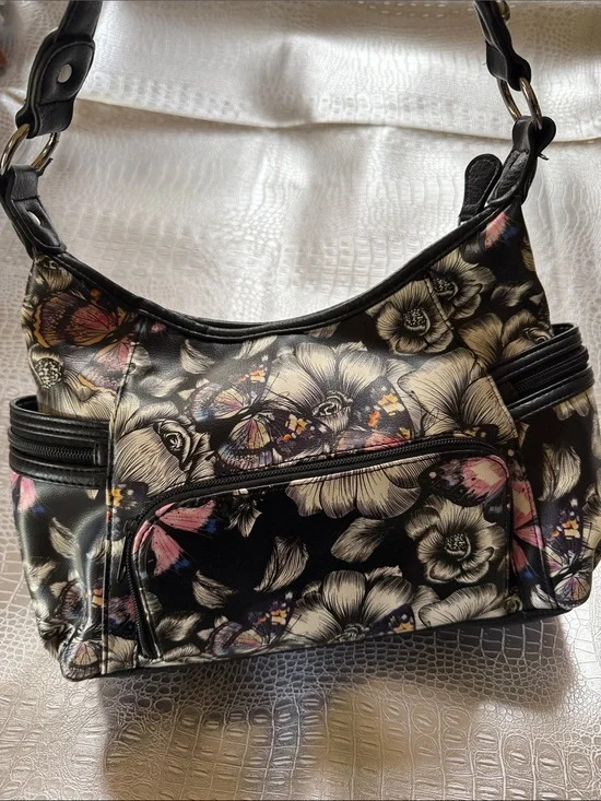 Koltov Black Floral & Butterfly Shoulder Bag - Women