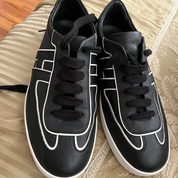 Hermes Black and White Men's Sneakers