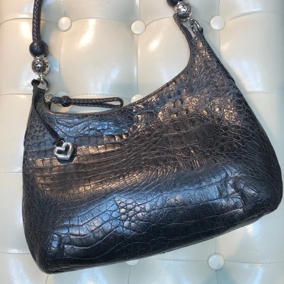 Brighton genuine leather shoulder bag, black D936086