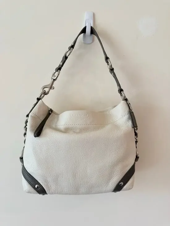 Coach F15251 Carly Legacy Gold Leather Shoulder Bag Women Cream Detachable Strap