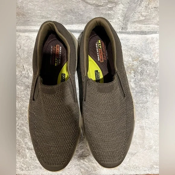 Skechers Mens Relaxed Fit Air-Cooled Memory Foam Taupe Sneakers Size 12