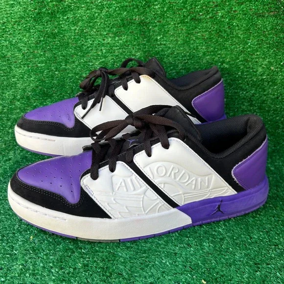 Jordan Nu Retro 1 Low Court Purple Black White DV5141-105 Mens Size 10